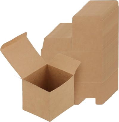 Kleine bruine geschenkdozen 7 x 7 x 7 cm, eenvoudig te monteren kraftpapier, ideaal voor huwelijksgunsten, verjaardagen en feestelijke gelegenheden