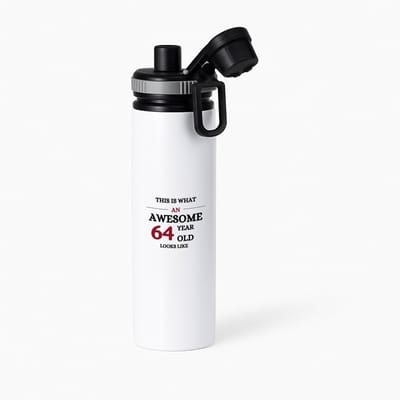 Hacebo® - This is what an awesome 64 year old looks like waterfles met draaidop grijs - iemand die 64 jaar is geworden - de jarige - verjaardagscadeau - kado - geschenk - gift - leuke verjaardagscadeau - felicitatie - water fles - 850ML