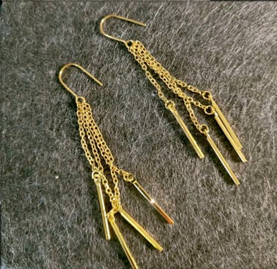Gading Dames oorbellen 925 Zilver Goudkleurig – 4 Kettingen – 7,5 cm Lange Oorbellen
