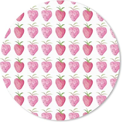 Muismat rond 20x20 cm - Mousepad Aardbei - Sjablonen - Waterverf - Ronde muismatten