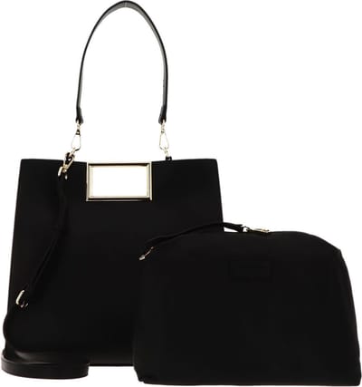 SEIDENFELT MANUFAKTUR Handtas Schoudertas Bjerre Hobo Bag Black / Gold Zwart
