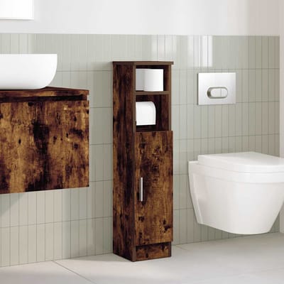 vidaXL - Badkamerkast - met - rolhouder - 20,5x22x90 - cm - gerookt - eikenkleurig