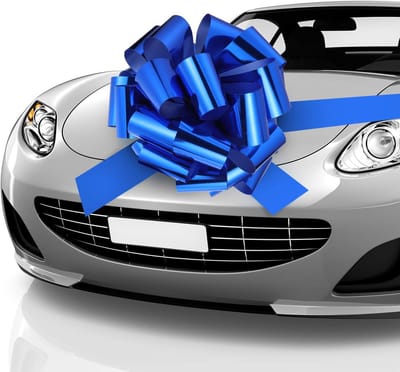 strik, autogeschenk, verpakkingsvel met 5 m autoband voor auto, decoratie, bruiloft, nieuwhuis, feest, blauw, 50 cm