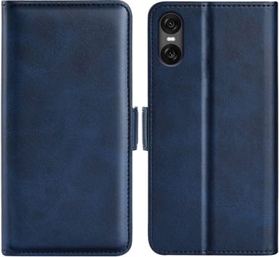 MobyDefend Hoesje - Geschikt voor Sony Xperia 10 VI - Luxe Wallet Book Case (Sluiting Zijkant) - Blauw