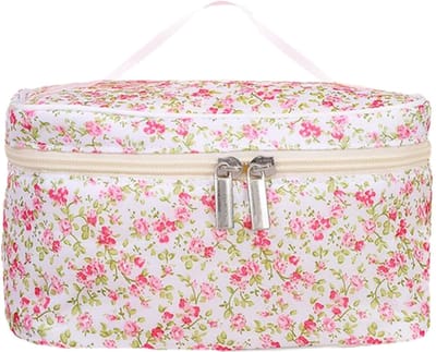 Toilettas Vintage Flowers - Roze Bloemen | 20 x 12 x 12 cm | Polyester | Fashion Favorite