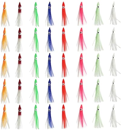 Dailygoods- Octopus Aas 40 Stuks - Lichtgevend - Siliconen Vissaas - Reflecterende Folie - Voor Zoet/Zout Water - Levensecht Design - Vishaak