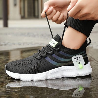 Heren Casual Sportschoenen Ademende Lichtgewicht Sneakers Outdoor Mesh Zwarte Hardloopschoenen Atletisch Joggen Tenis Wandelschoenen 37 zwart witte kleur