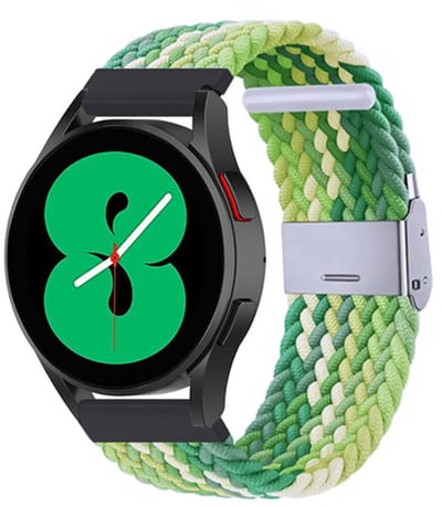 By Qubix - Braided nylon bandje - Groen / lichtgroen - Geschikt voor Xiaomi Redmi Watch 5 Active / Redmi Watch 5 Lite