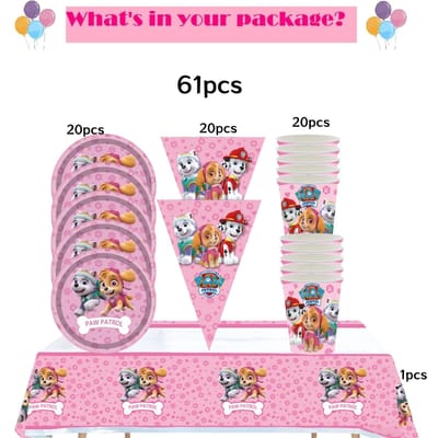 Roze Paw Patrol Verjaardagsfeest Decoratie Skye Wegwerp Servies Tafelkleed Bord Folie Ballonnen Babyborrel Meisjes Feestartikelen