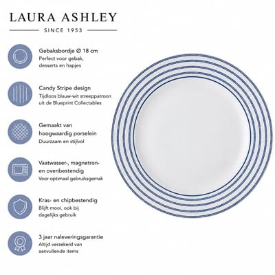 Laura Ashley Blueprint Collectables Borden - Plat - Ø 18cm - Candy Stripe - Kerstservies