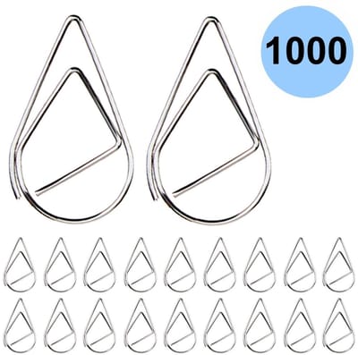 Fako Bijoux - 1000x Paperclip Druppel Zilver - Druppelvormige Zilverkleurige Paperclips - Clip Waterdrop Zilver - Sluitclip - Paperclip - Papierklem - Cadeauverpakking - Trouwen - Geboorte - 2.5cm - 1000 Stuks