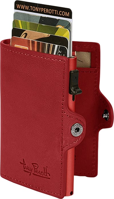 Tony Perotti Furbo leren RFID Pasjeshouder met papiergeldvak - Rood