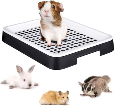 Kattenbak voor Konijnen en Klein Diermet Rooster, Toilet, Hoekstrooisel voor Hamster, Zwart