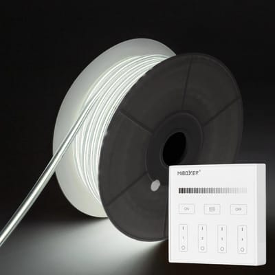 COB LED Strip - Koud Wit 6500K - 10 Meter in één rol(1x 10meter) - 800Lumen per meter - 220V - Waterdicht(IP65) - Complete Set - Met Mi-Light(MiBoxer) Draadloze Wandbediening Touch (Wit)