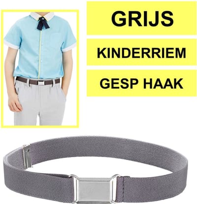 Fako Fashion - Kinderriem Elastisch Gesp - Elastische Riem Voor Kinderen - Rekbare Riem - Broekriem - Stretch Riem - Grijs