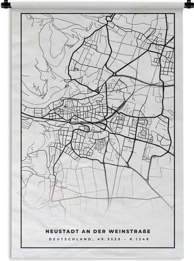 Wandkleed - Wanddoek - Neustadt an der Weinstraße - Stadskaart - Plattegrond - Kaart - 120x180 cm - Wandtapijt