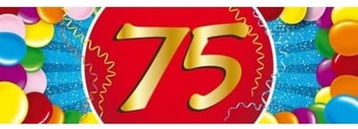 75 jaar leeftijd sticker - 19 x 6 cm - 75 jaar verjaardag - jubileum - versiering