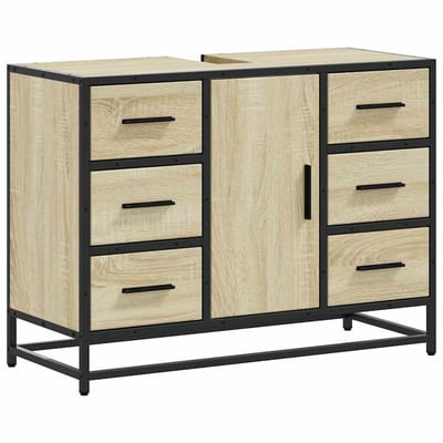 vidaXL - Wastafelkast - 80x33x60 - cm - bewerkt - hout - sonoma - eikenkleurig