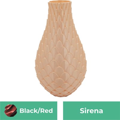 Sirena design vaas – Decoratieve vaas - Zwart / Rood - 3d geprinte vaas – geschikt voor droogbloemen - 20CM