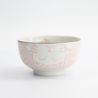 Tokyo Design Studio - Kawaii Cat - Rijstkom - Gelukskat - Roze - Porselein - 12,7 x 7 cm
