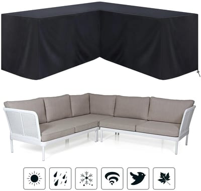 Velmio Loungeset Hoes - Zwart - L vorm - Waterdicht - 300 x 300 x 98 x 70 cm - Alle seizoenen - Windbevestiging