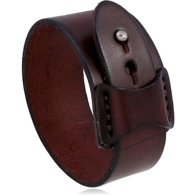 Vintage Echt Leer Brede Manchet Herenarmband Punk Hiphop Ornament Armband Mannen Polsband Sieraden Accessoires Cadeau black