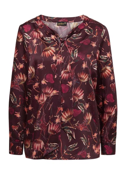 Gedessineerde blouse van satijnstof - donkerrood / gedess. - Gr. 42 van Goldner Fashion