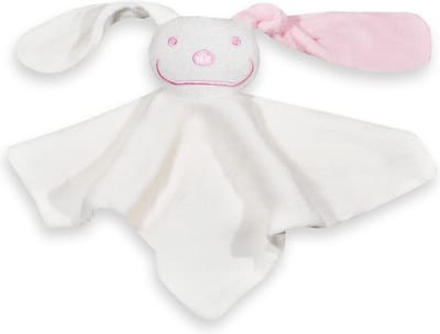 Zacht tutpopje / tutpoppetje - ecru, met roze oortje - zacht badstof van 100% katoen