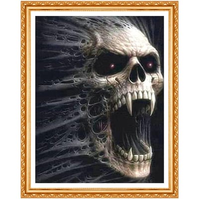 Volledige ronde boor 5D DIY Diamond Painting  Schedel  3D Borduurwerk Kruissteek Strass Woondecoratie 20X30CM black