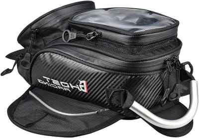 SnelShoppen - Motorfiets-tanktas Oxford Zwart met Telefoonhouder en Touchscreen, Geschikt voor de Meeste Motorfietsen, Ideaal voor Tochten en Reizen