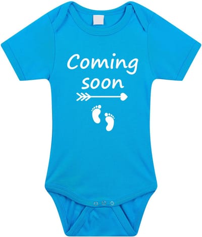 Rompertje met leuke tekst Coming Soon | zwangerschapsaankondiging opa oma | kraamcadeau | Blauw | maat 56