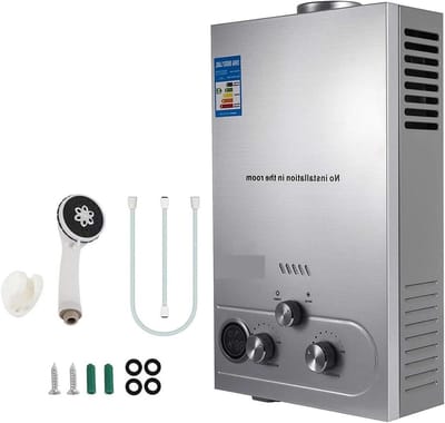 Directe Gasverwarmer - Boiler Tankless - Warm Water Creëren - Instelbare Temperatuur - 10 Liter - Zilverkleurig