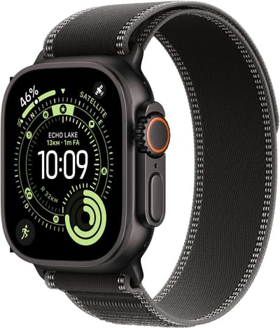 Apple Watch Ultra 3 Cellular 49mm Black Titanium Case with Black/Charcoal Trail Loop - M/L