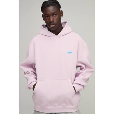 Oversized Heren Sport Gewassen Over-the-head Hoodie | Light Pink | Size Medium