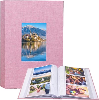 Fotoalbum insteekalbum 10x15 cm voor 300 foto's in portret- en landschapsformaat, groot fotoalbum met stoffen cover en venster, perfect voor bruiloften, familieherinneringen en reizen