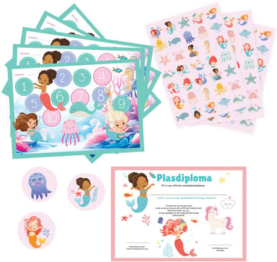 Beloningssysteem Zeemeermin - 5 Beloningskaarten, 105 Stickers & Plasdiploma