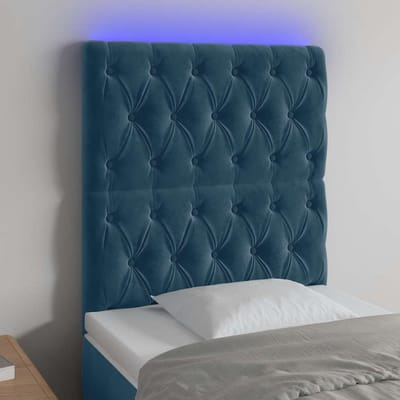 vidaXL - Hoofdbord - LED - 80x7x118/128 - cm - fluweel - donkerblauw