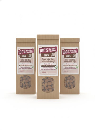 animalking Natural Trainers - Trainingssnacks voor Honden - Eend - 100% Natuurlijk & Graanvrij - Voordeelverpakking 3 x 150 gram