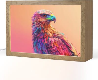 Nachtlampje 30x20 cm - Kinder lampje - Arend - Vogel - Kleurrijk - Dier - Tafellamp kinderkamer - Slaapkamer lamp - Bedlamp kinderen - Kinderlampje stopcontact - Wandlamp babykamer - Nachtlampjes
