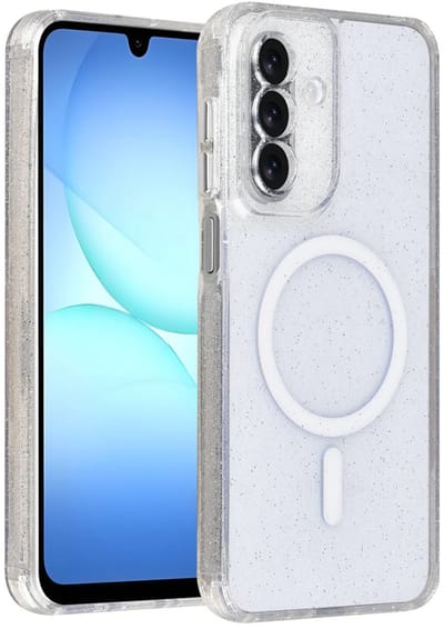 Backcover Hoesje Geschikt voor: Samsung Galaxy A17 5G & Samsung Galaxy A26 - MagSafe Compatibel – Transparant Glitter Design – Krasbestendig – Slanke Bescherming met Perfecte Pasvorm - Transparant