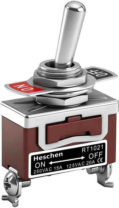 MTTProducts - Heschen Metall-Chicken Schalter - Schakelaar - 15A 250 - ON/OFF - Mount - Voor professioneel gebruik - J+297