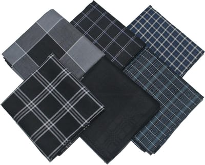 Heren zakdoeken van katoen, grote 43 x 43 cm, 6-pack klassieke geruite zakdoeken voor elke gelegenheid