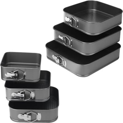 Taartvormpjes Set - Vierkante Bakvormen - Bakken & Taarten - 6 Maten Afneembaar - 18-28 cm - Grijs