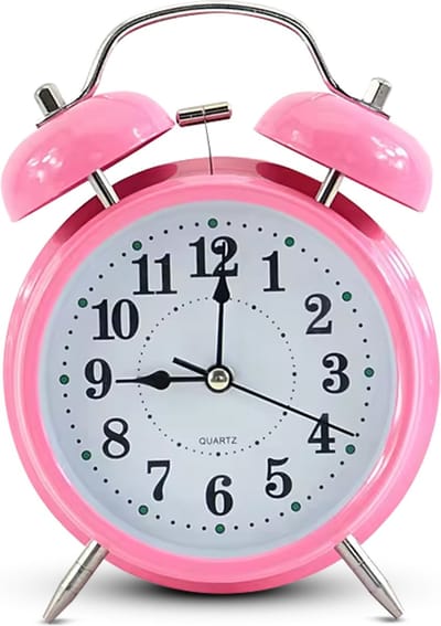 IvoQ Roze Wekker - Dubbele Bel - Retro Stijl - Moderne Functionaliteit