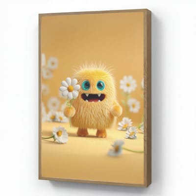 Nachtlampje 70x100 cm - Kinder lamp - Monster - Geel - Madeliefjes - Tafellamp kinderkamer draadloos - Slaapkamer lampje - Bedlamp kinderen - Kinderlampje - Wandlamp babykamer - Nachtlampjes