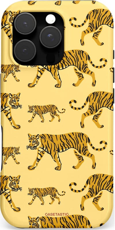 Casetastic hoesje geschikt voor Apple iPhone 16 Pro - MagSafe - Dubbellaagse bescherming - Streep van de natuur - Fashion Case - Goud Taupe