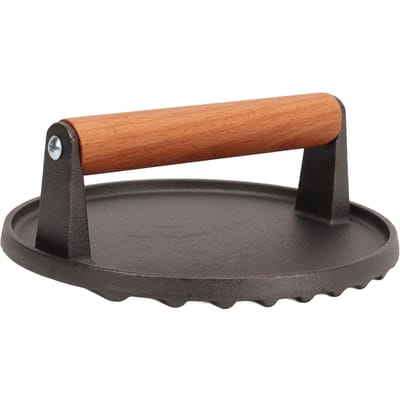 Burgerpers Rond IJzeren Grillpers met Houten Handvat voor Bacon Steak Vlees Sandwich
