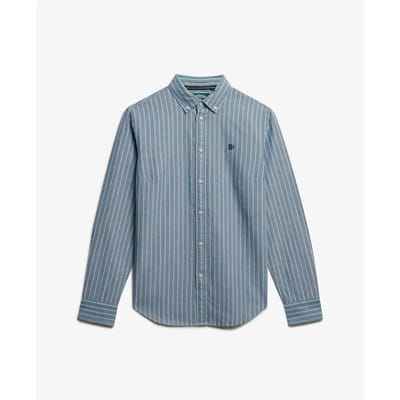 Superdry Oxford Overhemd met Lange Mouwen Slanke Pasvorm Blue Grootte: 40