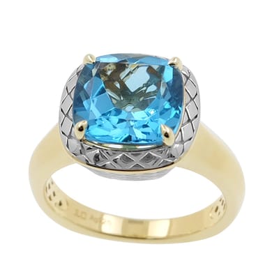 Cavill - Zilveren ring verguld 925 sterling - 4,554 ct Marambaia topaas Braziliaanse - antiek kussen geslepen topaas - modieuze topaas sieraden zilver