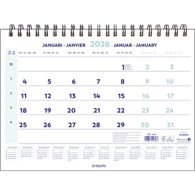 1-Maandskalender 2027 Brepols 43x31.5cm